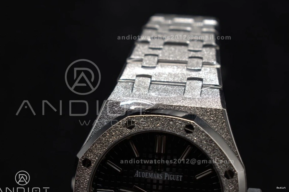 SS APSF Edition 1:1 15454 Dial Royal SA3120 Oak Super Best Bracelet Clone 37mm Textured Frosted SS On Black 0120